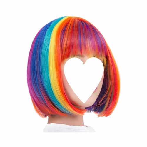 メッシュ カツラカラフル ヘアー おかっぱ かつらボブ ショート カット ウィッグ イベント パーテ ...