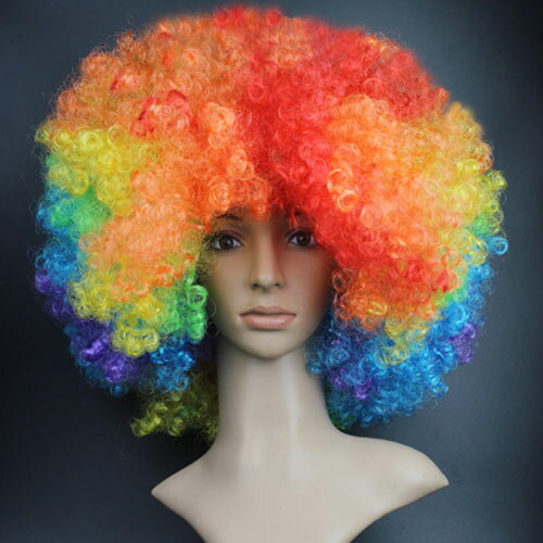 レインボー カラー BIG 大きい アフロ ヘアー イベント パーティー 文化祭 体育祭 運動会 ハロウィン コスプレ ダンス コンテスト 結婚式 発表 会 演...