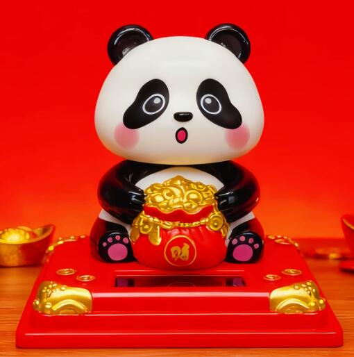 樂天商城 - ソーラー パンダ ぱんだ 福の神 置物 飾り 玩具 頭 動く 太陽光 飾り にぎやか ディスプレイ DSP 一家 一体 永遠 御経 縁起物 フィギア 安全 祈願 外国 お土産　お盆 墓参り