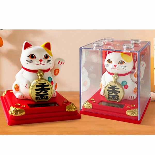 Rakuten - ソーラー 手招き猫人形 招き人形 商売繁盛 安全祈願 金運 挨拶 お出迎え お見送り 置物 飾り 玩具 く 頭 動く 太陽光 蓄電 ダンス にぎやか ディスプレイ DSP かわいい 永遠 縁起物 フィギア 安全 お土産