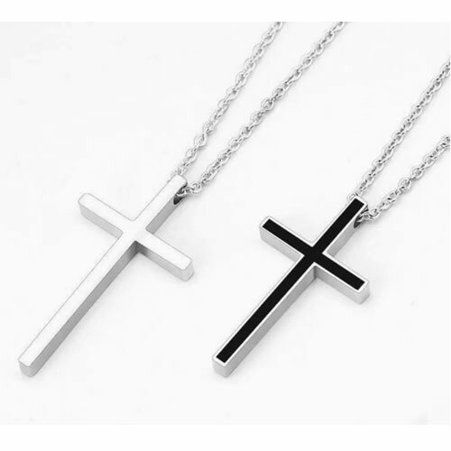 Rakuten - ネックレス 十字架 クロス ペンダント メンズ レディース シンプル 大ぶり ラージサイズ 4×2.3cm ロングネックレス 60cm チェーン メッキ加工 アクセサリー ゴールド シルバー ブラック 金 銀 黒 かっこいい お洒落 カジュアル ストリート ギフト プレゼント 贈り物 男女