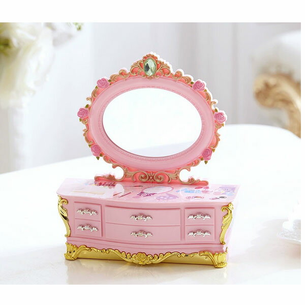 オルゴール 鏡付き ミラー ジュエリーボックス ケース 小物入れ付き 子供 女の子 メロディー エリーゼ..