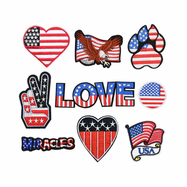 アイロン ワッペン 9枚 1セット 送料無料 お得セット アップリケ 人気 米国 英語 アメリカ U ...