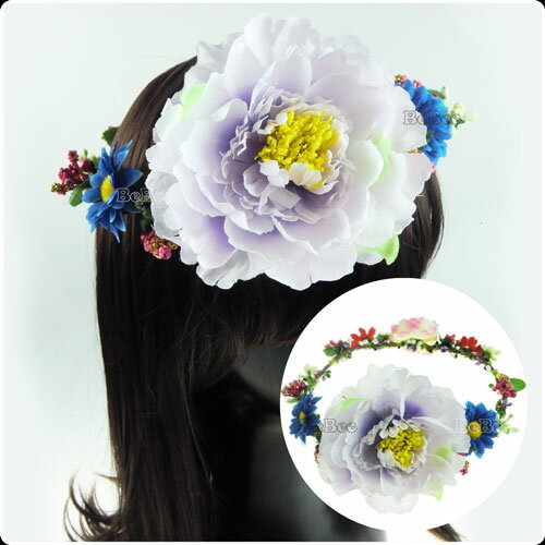 Other - 大きめ 花 カチュームブライダル ヘアリース ヘアアクセ ベント ダンス パーティー ヘッド ドレスアクセ などに フラワー ヘッドドレス 花冠 ワイヤー ウェディング アクセサリー 花かんむり ウエディング かわいい 花冠 ウエディング お洒落