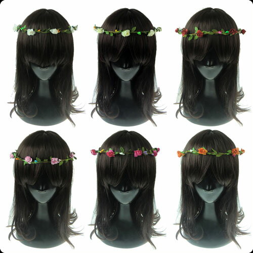 1個まで メール便可 赤 チェリー　ピンク　ライトピンク 造花 房付き 全円 カチューム ヘアリース ヘアアクセ イベント ダンス パーティー ヘッド ドレスアクセ フラワー ヘッドドレス 花冠 ワイヤー アクセサリー 花かんむり ウエディング 花冠の商品画像 3
