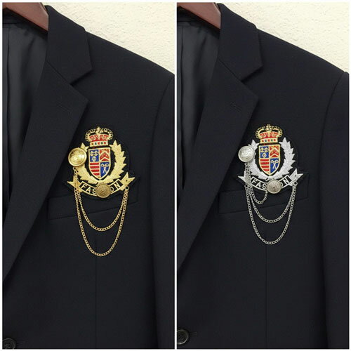 エンブレム ステッカー 風 チェーン リボン 付き ブローチ ピンイベント ピアノ 結婚式 発表会ステージ..