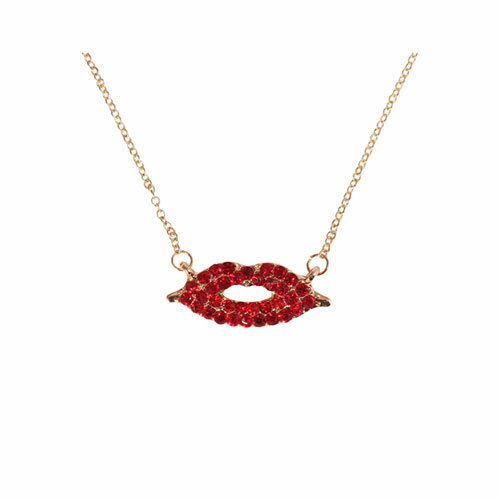 Rhinestone - リップ モチーフ ストーン ネックレス 可愛い かわいい きれいめ イベント ダンス メンズ レディース アクセサリー ボール チェーン アクセ ゴールド りっぷ リップ 唇