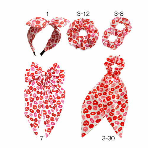 樂天商城 - リップ 柄 カチューシャシュシュ 直径12cm 直径8cm2個1セットバレッタ ポリエステル ヘア アクセサリー アクセ ヘッド ドレスお洒落 で かわいい アレンジ 使い 方 色々イベント用 髪飾り 髪止め子供 の チア ダンス 発表会 の 衣装 など