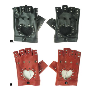 スタッズ 付き ハート抜き 指なし手袋フィンガーレス グローブ レザー レディース 手袋 指なし 指無し 指切りイベント コンテスト ダンス ヒップホップ 余興発表会 舞台 衣装 コスプレ コスチューム フェイク レザーキッズ 子供 ジュニア