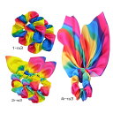 2個 1セット 虹 柄 シュシュ ポリエステル シュシュ 直径 10 cmヘア アクセサリー アクセ ヘッド ドレスお洒落 で かわいい アレンジ 使い 方 色...