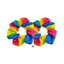 2個 1セット 虹 柄 シュシュ ポリエステル シュシュ 直径 10 cmヘア アクセサリー アクセ ヘッド ドレスお洒落 で かわいい アレンジ 使い 方 色...