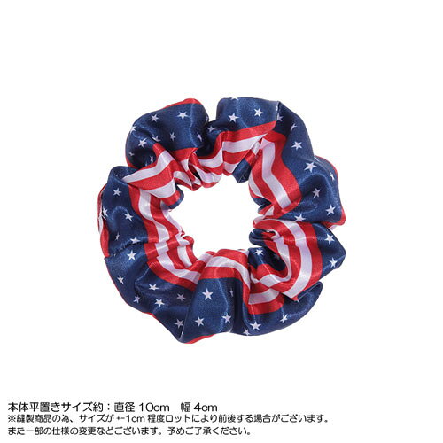 2個 1セット 星条旗 柄 シュシュ ポリエステル シュシュ 直径 10 cmヘア アクセサ...