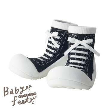 Babyfeet　スニーカーズブラック(トレーニングソックスシューズ)(誕生日 シューズ 1歳 2歳 赤ちゃん ベビー 0.5歳 0.5カ月 ハーフバースデー ファーストシューズ ルームシューズ 出産祝い)