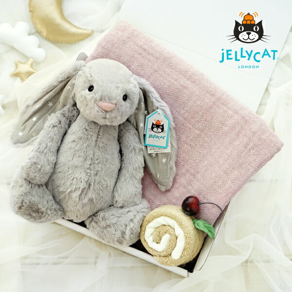 楽天Bebery（ベベリー）楽天市場店20日限定ポイント最大10倍★【jellycat ジェリーキャット】バシュフル シマーバニー　お昼寝ギフトセット（出産祝い 誕生日 誕生祝い ハーフバースデー メモリアル クリスマス お祝い ベビーギフト プレゼント 贈り物 人気 可愛い ロイヤルファミリー イギリス王室 1歳 2