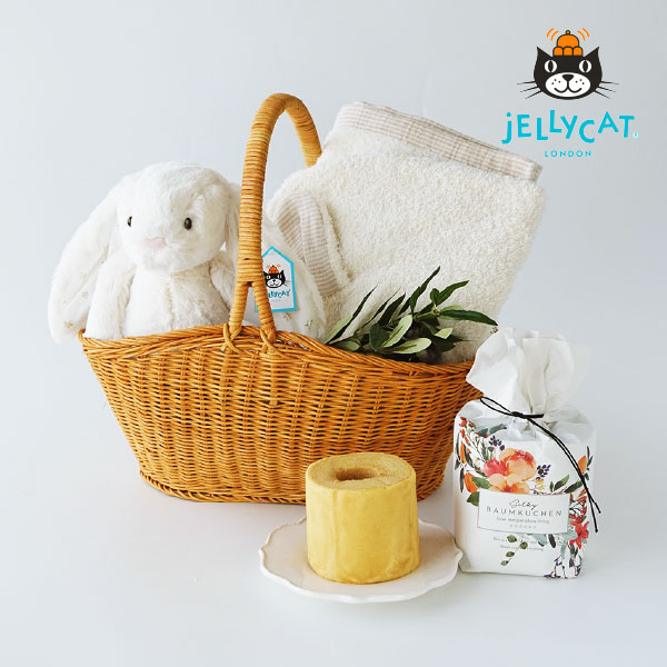 【送料無料】 【jellycat ジェリーキャット】バシュフル トゥインクルバニー M　フード付きバスタオルのバスケットセット (出産祝い 誕生日 誕生祝い ハーフバースデー メモリアル クリスマス お祝い ベビーギフト プレゼント 贈り物 人気 可愛い ロイヤルファミリー)