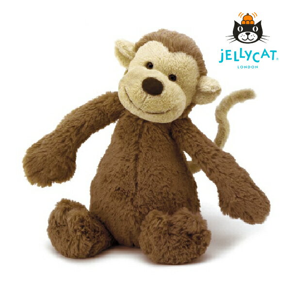 赤ちゃん用ぬいぐるみ・人形 【jellycat ジェリーキャット】バシュフル モンキー M（出産祝 誕生日 誕生祝 ハーフバースデー メモリアル クリスマス お祝い ベビーギフト プレゼント 贈り物 無料ラッピング 人気 可愛い ロイヤルファミリー イギリス王室 ロンドン発 イギリス 正規品）