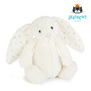 楽天Bebery（ベベリー）楽天市場店【jellycat ジェリーキャット】バシュフル トゥインクルバニー M（出産祝い 誕生日 誕生祝い ハーフバースデー メモリアル クリスマス お祝い ベビーギフト プレゼント 贈り物 無料ラッピング 人気 かわいい ロイヤルファミリー イギリス 耳に星 星柄 白）