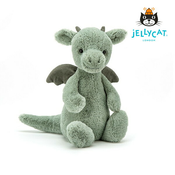 【jellycat ジェリーキャット】バシュフル ドラゴン M（出産祝い 誕生日 誕生祝い ハーフバースデー メモリアル クリスマス お祝い ベビーギフト プレゼント 贈り物 無料ラッピング 人気 かわいい 正規品 イギリス 緑 ドラゴン 龍）