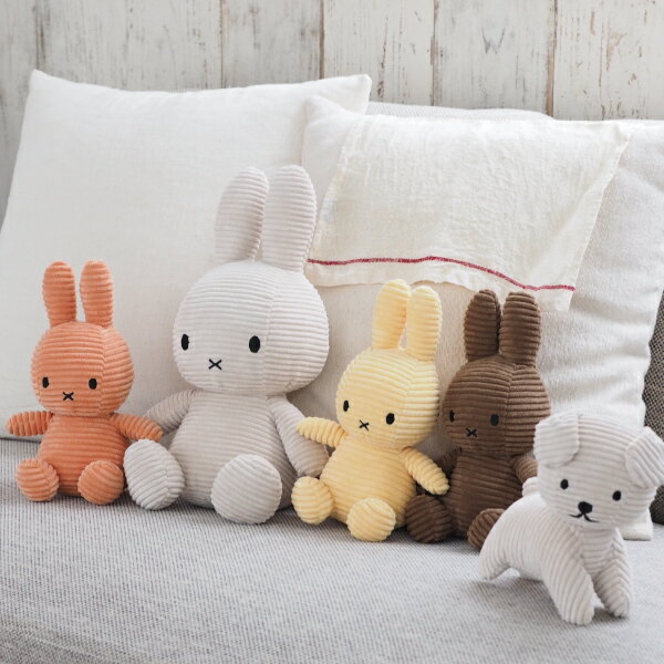 Miffy Corduroy ミッフィーぬいぐるみ 23cm バタークリーム(オリジナル 出産祝い ...