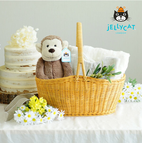 出産祝いギフト 【jellycat ジェリーキャット】バシュフル モンキー M　オーガニックコットンの出産祝いセット( 出産祝い 誕生日 ハーフバースデー メモリアル クリスマス ベビーギフト プレゼント 贈り物 人気 かわいい ロイヤルファミリー イギリス)