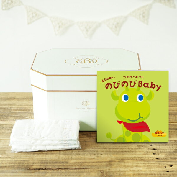 のびのびBaby（3800円コース）カタログギフト　おむつボックスセット (カタログ 誕生日 出産 プレゼント お祝い 赤ちゃん 子供 おもちゃ ベビー オムツケーキ)