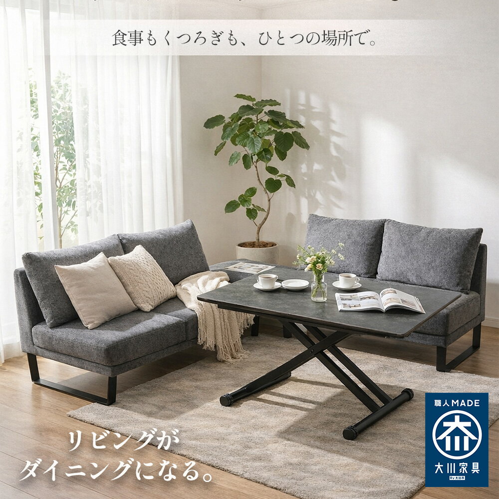 ［マラソン中5％OFFクーポン］ ホルク | テーブル 幅140cm ベンチ 幅125・155cm リビングダイニングセット 昇降式テーブル+背付きソファ+背付きソファ 【 リビング ソファーセット 3人用 高級 北欧風 人気 オシャレ sofa 昇降テーブル ダイニングソファ 3Pソファ 2