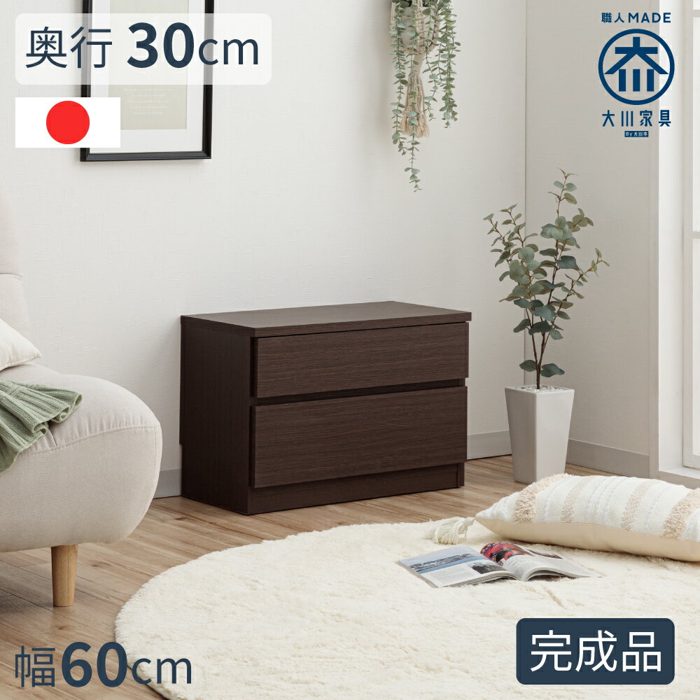 薄型チェスト 2段 | ベンチ 薄型 幅60cm 奥行30cm 2段 【 ミニ TV台 収納付 腰掛 ...