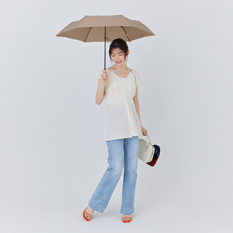 【because 公式】ドットグリッターヒートカット ミニ 折りたたみ傘 折り畳み傘 雨傘 傘 UVカット 撥水 レディース ギフト プレゼント おしゃれ 上品 女性 50cm 通勤 通学 ビコーズ|紫外線 紫外線対策 UV対策 折りたたみ雨傘 かさ ドット