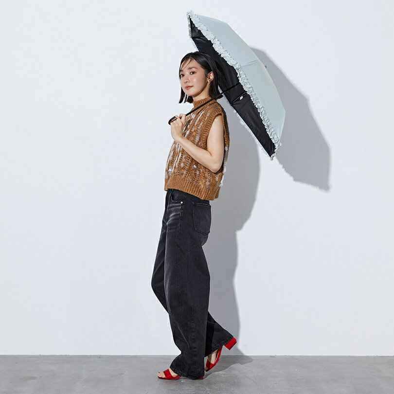 【because 公式】 PUヒートカットフリル ミニ UVカット率100％ 完全遮光 100% 遮熱効果 晴雨兼用 日傘 折りたたみ傘 折傘 UVカット 紫外線対策 おしゃれ ビコーズ レディース 傘 大人 かわいい フリル | 折りたたみ 日焼け対策