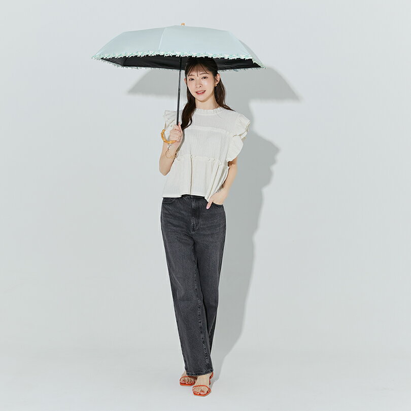 《送料無料》PUフラワーレース トートバッグ ミニ 晴雨兼用 日傘 折傘 折りたたみ 折りたたみ傘 レース 刺繍 スズラ（3枚目）