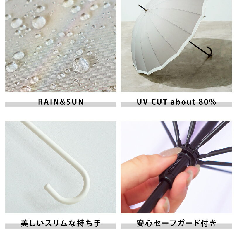 【because 公式】ドット 長傘 雨傘 傘 UVカット 撥水 おしゃれ お洒落 女性 58cm ...