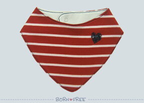 『 BORN FREE ボーダーバンダナ スタイ 赤 』 ベビー用品 出産祝い おしゃれ かわいい 日本製 女の子 男の子 赤ちゃん プチギフト