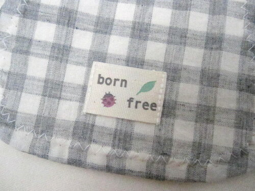 『 汗取りパット 1枚入りグレー チェック柄 Organic natural check -born free- 』 オーガニックコットン ガーゼ 甘撚り超長綿 ベビー用品 出産祝い おしゃれ かわいい 日本製 女の子 男の子 赤ちゃん