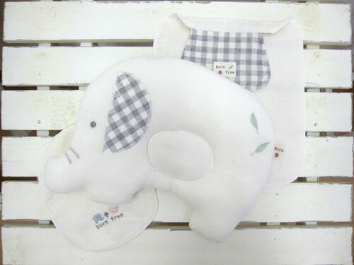 Organic natural check -born free- オーガニックコットン カゴS-2 ピロー セット ゾウ ベビー用品 出産祝い おしゃれ かわいい 日本製 女の子 男の子 赤ちゃん ベビーギフト ギフトセット 2