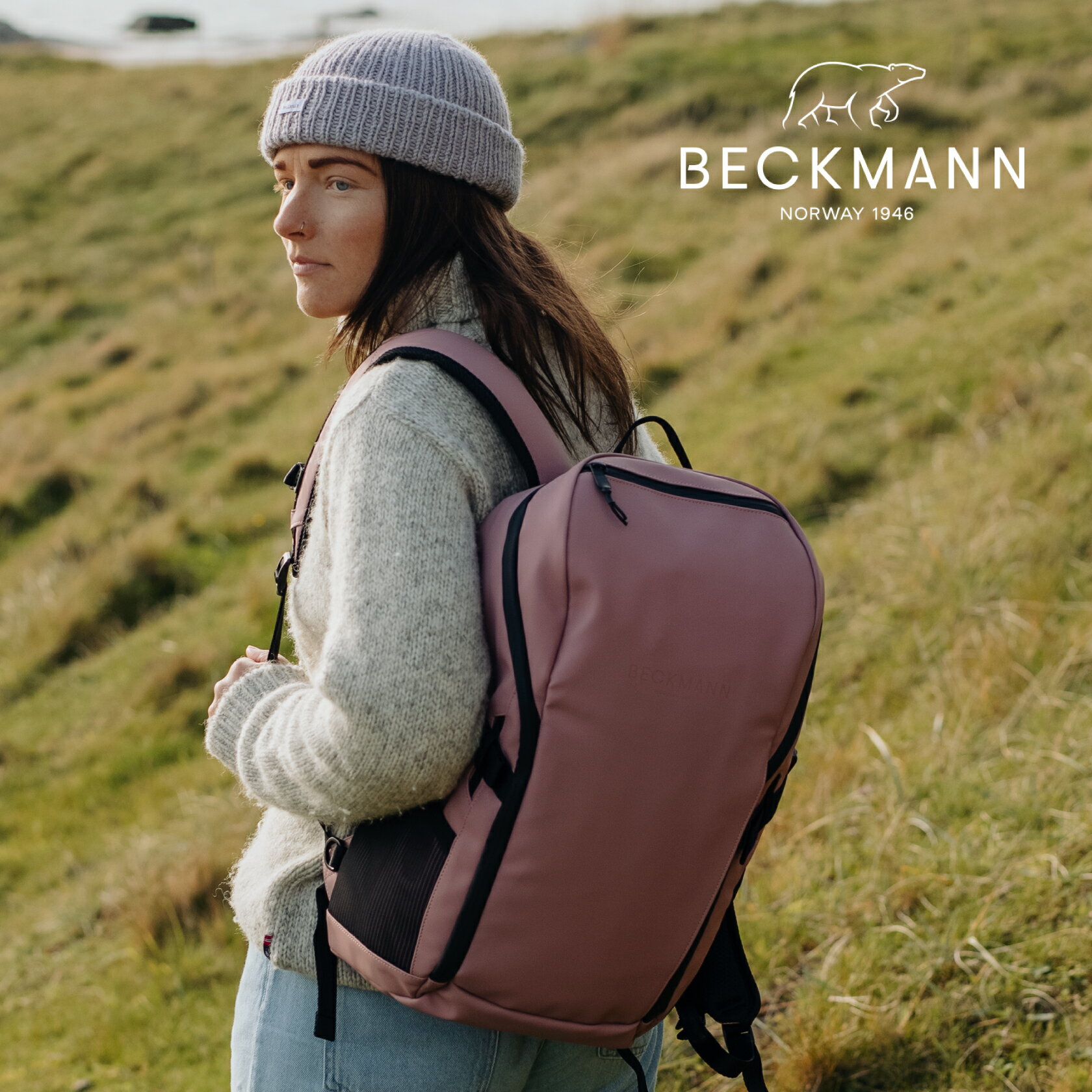 【BECKMANN】ベックマン ノルウェー バックパック STREET GO Ash Rose リュック 26L メンズ レディース 北欧 アッシュローズ ピンク 大容量 撥水 ビジネス パソコン ノートPC チェストベルト ヒップベルト 通学 通勤 出張 旅行 北欧