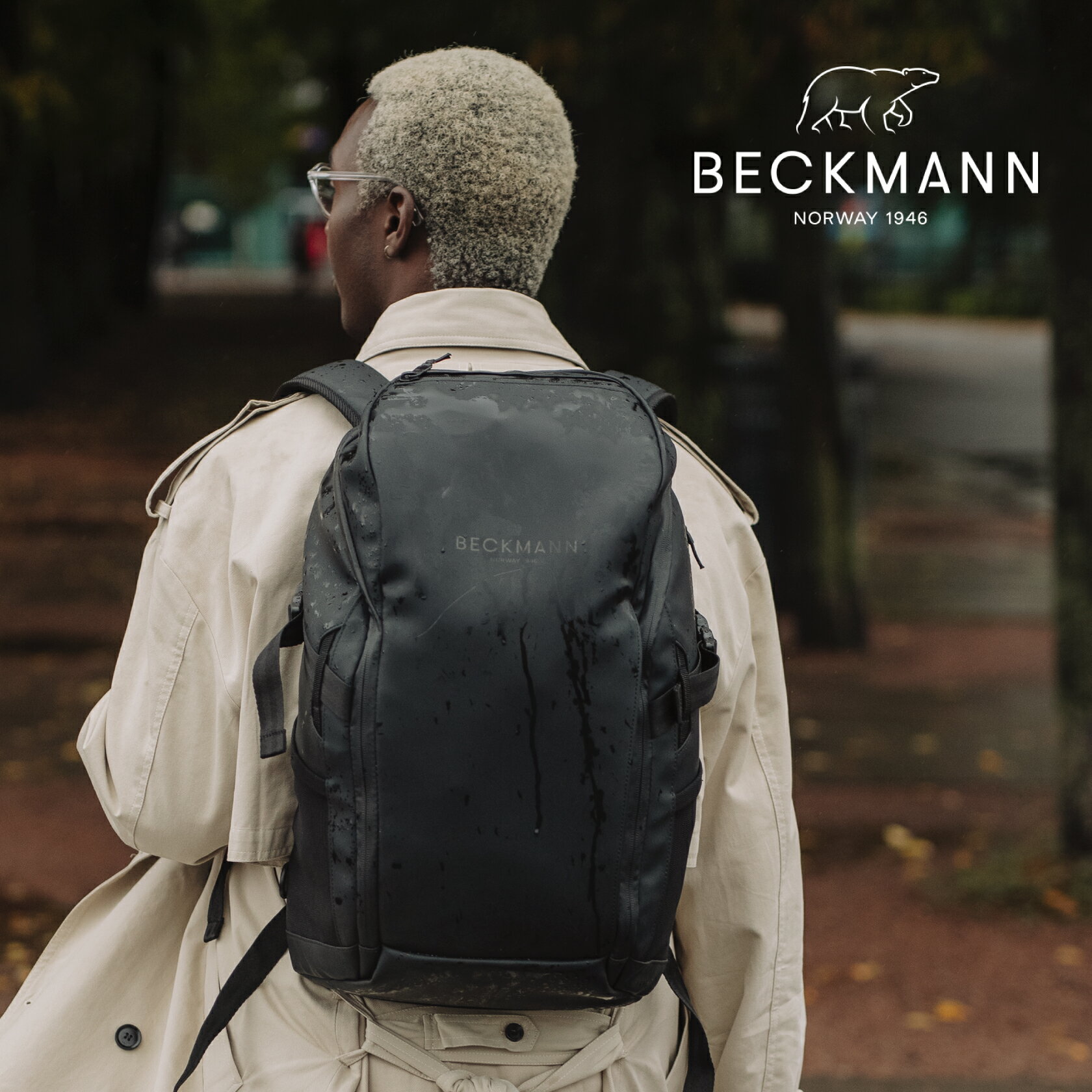 【BECKMANN】ベックマン ノルウェー バックパック STREET GO Black リュック 26L メンズ レディース 北欧 ブラック 黒 大容量 撥水 ビジネス パソコン ノートPC チェストベルト ヒップベルト 通学 通勤 出張 旅行 北欧