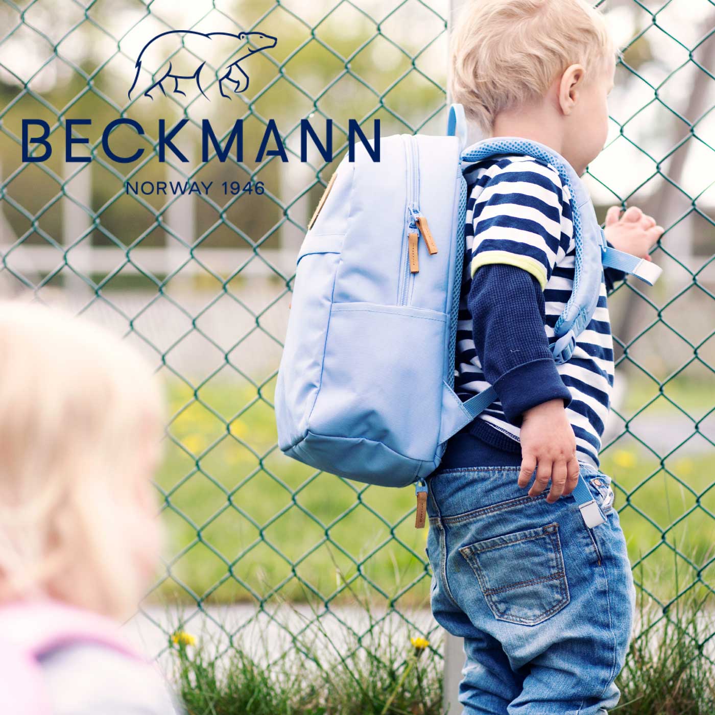 【BECKMANN】ベックマン ノルウェー リュック URBAN Mini Blue キッズ レディース リュックサック 北欧 人間工学 軽量 レインカバー付き