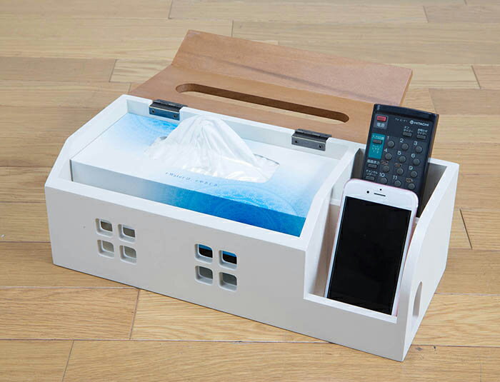 ティッシュボックス ティッシュ コンパクト リモコン入れ リモコン収納 おうちのティッシュボックス お家型 かわいい おしゃれ(代引不可)【送料無料】