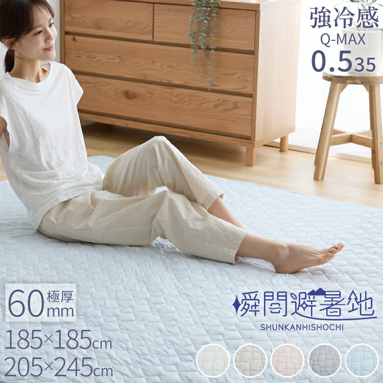 樂天商城 - 瞬間避暑地 強冷感 極厚ラグ 厚さ60mm 185×185cm 205×245cm 底付き感なし 防音 衝撃吸収 洗えるカバー 吸水速乾 抗菌防臭 防ダニ 夏 ひんやり さらさら ふかふか 接触冷感 冷感 クール 冷たい 厚さ6cm 冷感ラグ ラグマット カーペット【送料無料】
