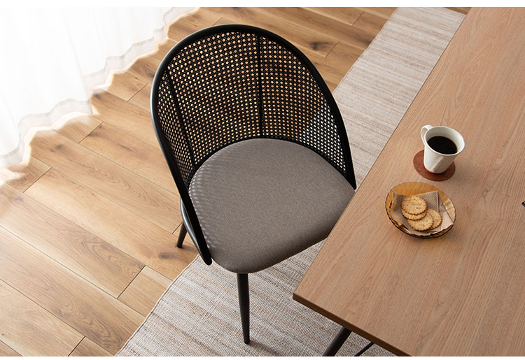 チェア ダイニングチェア おしゃれ 椅子 イス いす チェアー ナチュラル シンプル ラタン調 ファブリック 布地 スチール 背もたれ アームレス ベージュ アジアン シンプル(代引不可)【送料無料】