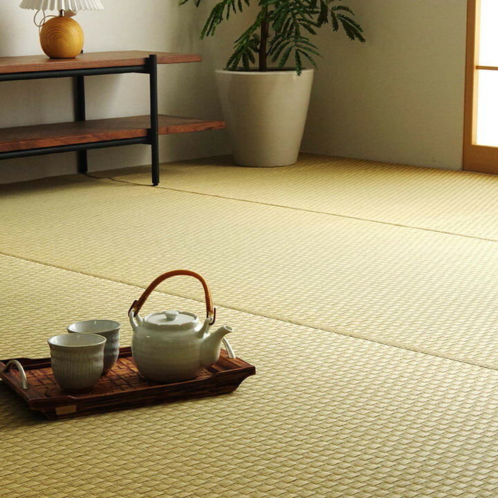 上敷き ゴザ 敷詰 カーペット い草 自然素材 日本製 国産 消臭 ナチュラル 市松柄 シンプル 江戸間1畳 約87×174cm プレーン(代引不可)【送料無料】