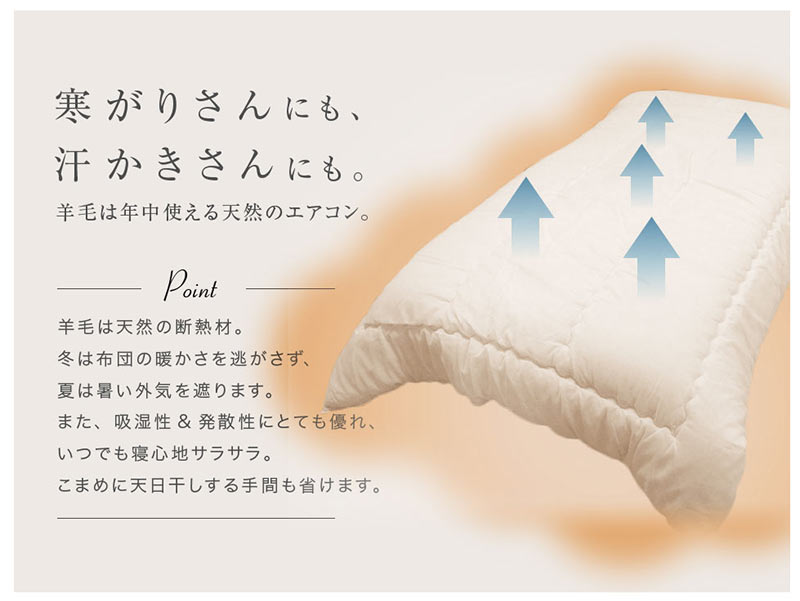 日本製 国産 掛け布団 掛けふとん ダブル 羊毛布団 羊毛掛け布団 洗える 清潔 洗える布団 ボリューム 掛布団 ダブル 190×210(代引不可)【送料無料】