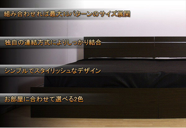 パネル型ラインデザインベッド WK210（SS+SD） SGマーク国産ボンネルコイルマットレス付 ホワイト 284-01-WK210（SS+SD）（10816B） (代引不可)