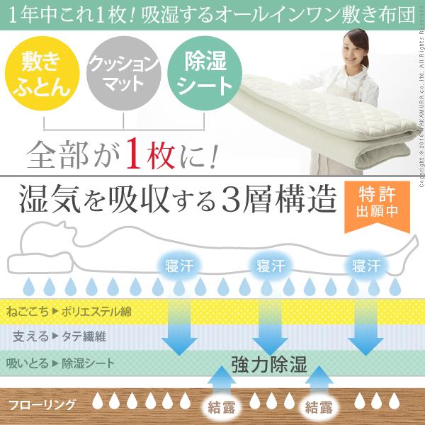 敷き布団 除湿シート入り 吸湿 シングル 高反発 クッション 除湿シート 布団 ふとん 厚さ3cm 防ダニ 防カビ 敷布団 軽量 三つ折り マットレス(代引不可)【送料無料】 2