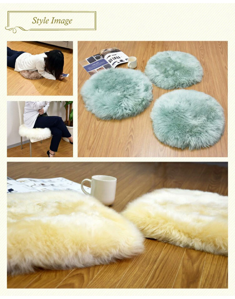 リコメン堂寝具館の長毛 ムートン円形シートクッション 2枚セット 直径35cm 長毛タイプ 毛皮 ムートンクッション ムートン クッション 座布団 ソファー 暖かい シートクッション 冬 冬用 あったか 防寒対策(代引不可)【送料無料】｜アングル3