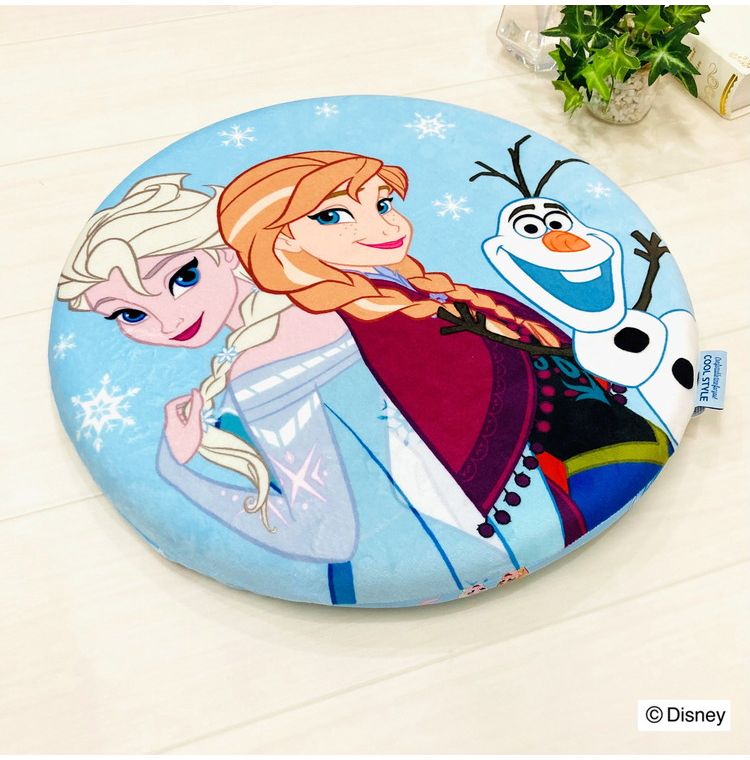 冷感シートクッション アナと雪の女王 円形 クッション マイクロ生地 ふんわり 通年使用可 接触冷感シリーズ ディズニー かわいい おしゃれ プレゼント ギフト 座布団 アナ エルサ オラフ(代引不可)【送料無料】