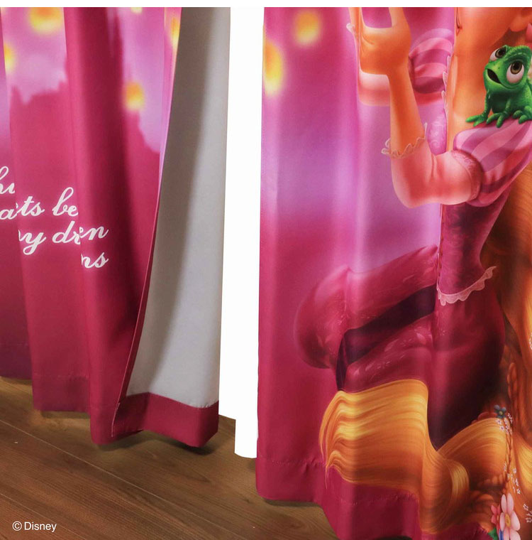 MORIPiLO ディズニー 遮光カーテン 幅100x178cm丈 2枚組 ラプンツェル (絵羽柄 つながる一枚絵アートカーテン) 洗える 可愛い グッズ パープル Disney プリンセス キャラクター(代引不可)【送料無料】