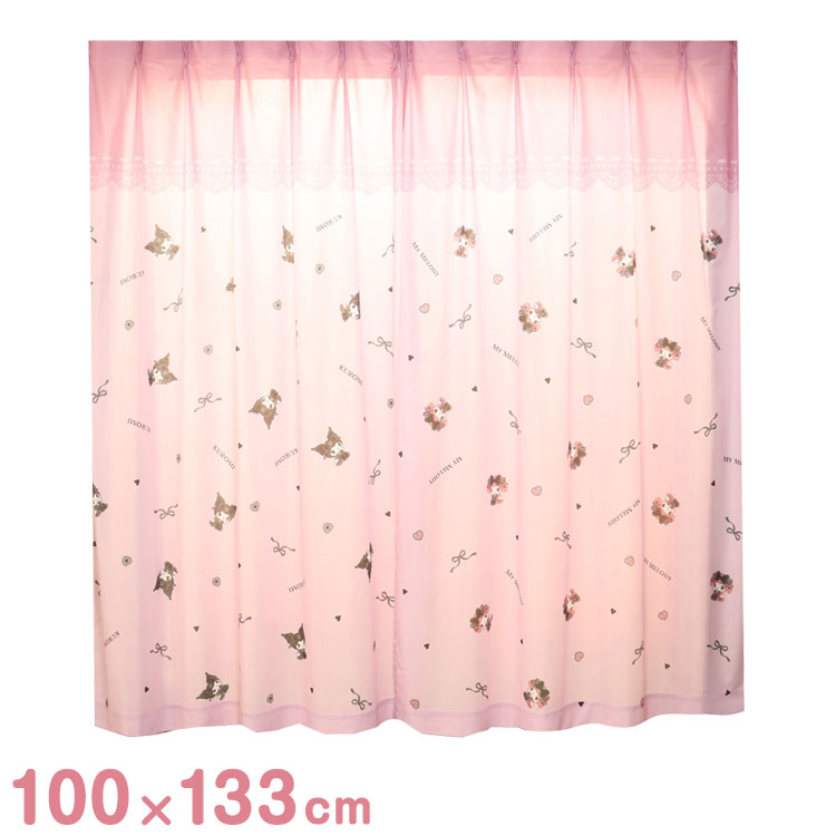 MORIPiLO サンリオ レースカーテン 幅100x133cm丈 2枚組 マイメロディ クロミ 真夜中のメロクロ (絵羽柄 つながる一枚絵アートカーテン) 洗える 可愛い グッズ sanrio(代引不可)【送料無料】 bedding-10090247 リコメン堂寝具館 パッケージ画像