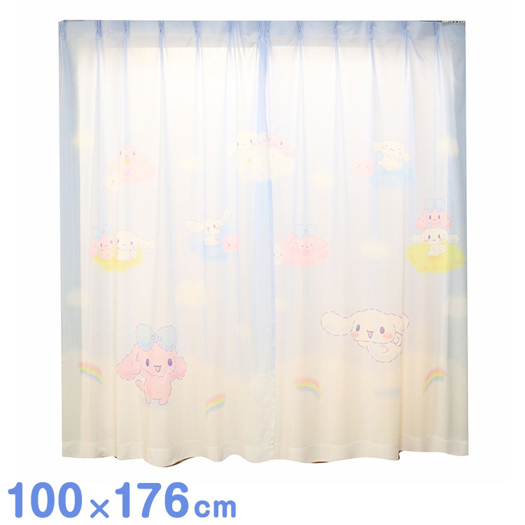 Rakuten - MORIPiLO サンリオ レースカーテン 幅100x176cm丈 2枚組 シナモロール (絵羽柄 つながる一枚絵アートカーテン) 洗える 可愛い グッズ sanrio シナモン ブルー キャラクター(代引不可)【送料無料】