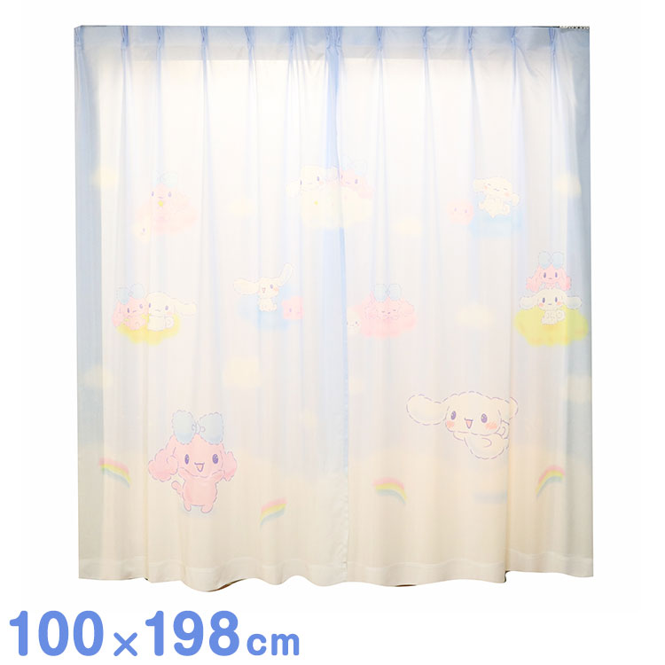 Rakuten - MORIPiLO サンリオ レースカーテン 幅100x198cm丈 2枚組 洗える シナモロール (絵羽柄 つながる一枚絵アートカーテン) 可愛い グッズ sanrio シナモン ブルー キャラクター(代引不可)【送料無料】
